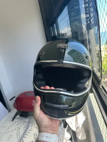 Capacete Urban BigBore Green Flake Vintage + Viseira Original - Tam. L