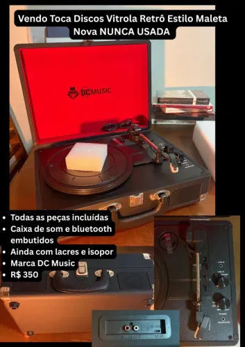 Vitrola-Toca Discos Retrô Nunca Usado!