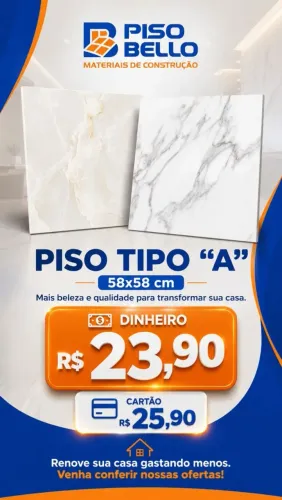 ? Piso Tipo A 58x58 - Apenas R$ 23,90/m²
