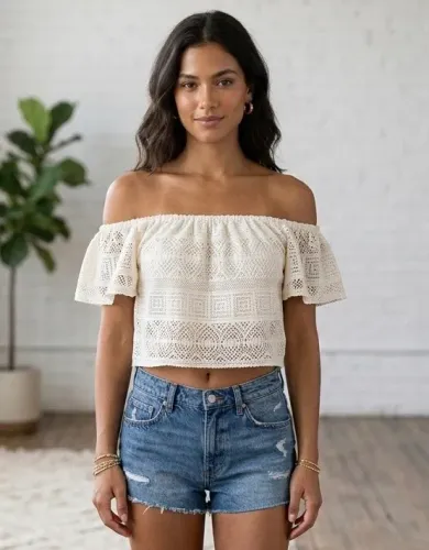 Cropped tam P off white rendado Market