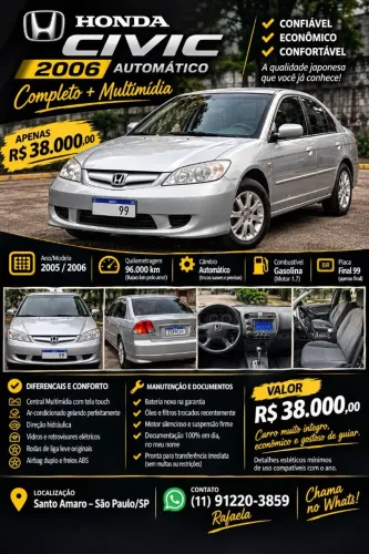 Honda Civic Sedan Lx/lxl 1.7 16V 115cv Aut. 4P 2006
