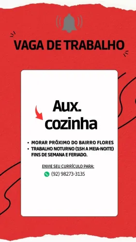 AUXILIAR DE COZINHA COM EXPERIÊNCIA