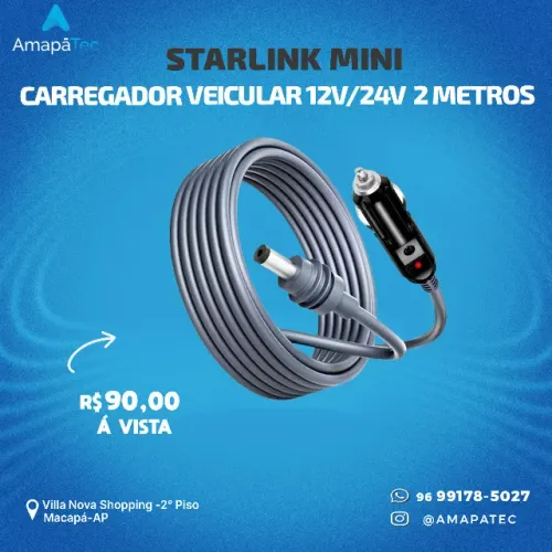 Cabo Carregador Veicular Alltek para Starlink Mini 3 METROS