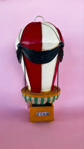 Balão Ar Quente 30.5x12x12cm Estilo Retrô - Vintage Vermelho