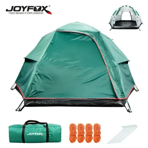 (48) Barraca Automática Joyfox 5-6 Pessoas Camping Impermeável 3000mm Verde 280x240x150cm