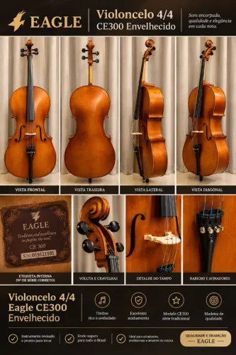 Violoncelo 4/4 Eagle CE300 Envelhecido<br>R