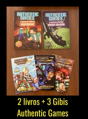 2 livros e 3 gibis Authentic Games