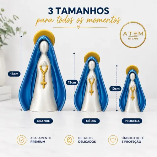 Nossa Senhora Decorativa em 3 Tamanhos | Impressão 3D