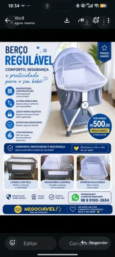 Berço portátil e versátil 
