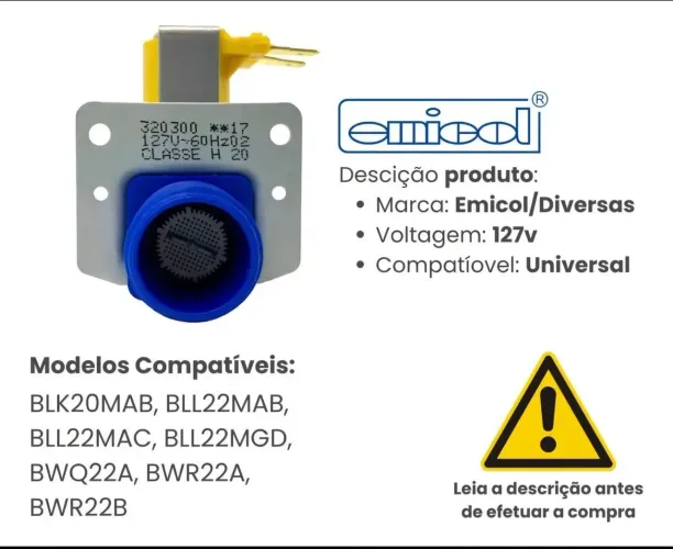 VÁLVULA SOLENOIDE 127V 60HZ