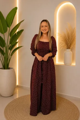 Vestido longo com manga