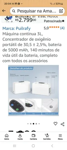 Concentrador de Oxigênio Portátil 3L Varoninc