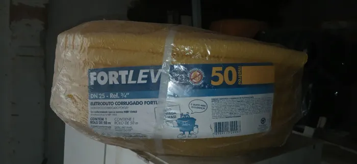 Eletroduto Corrugado 3/4 50m Pvc 25mm Amarelo Fortlev. Tenho 11 unds. Aceito negociações