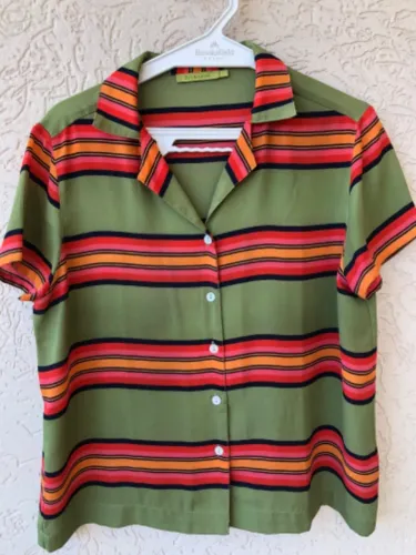 Conjunto Richards Verde Listrado Camisa P + Calça 38