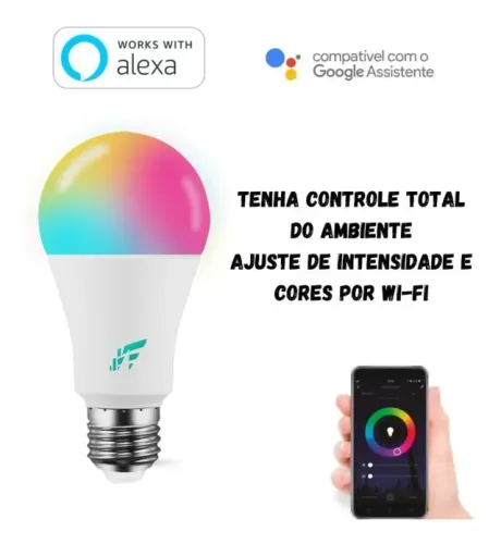 Smart Lâmpada Inteligente Led Rgb Wi-fi Compatível Com Alexa e Google