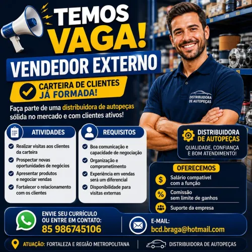 VAGA ABERTA - VENDEDOR EXTERNO<br>