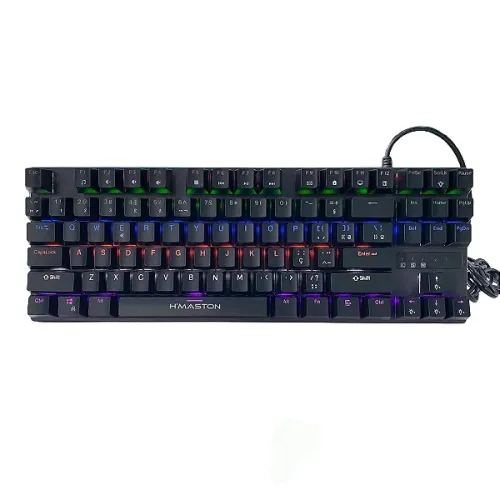 Teclado Mecânico Gamer RGB Iluminado, Switch Azul, Anti-Ghosting, USB - H'Maston
