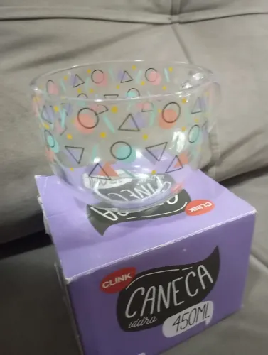 Caneca de vidro estampada 