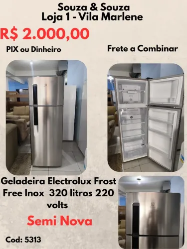 Geladeira Electrolux Frost Free Inox 320 litros 220 volts