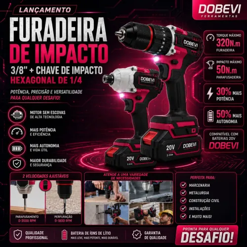 Parafusadeira de impacto + Chave de impacto
