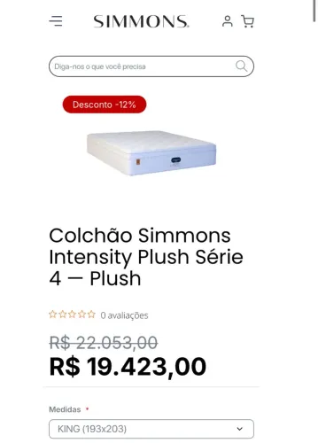 Colchão King Size Simmons Intensity Plush Serie