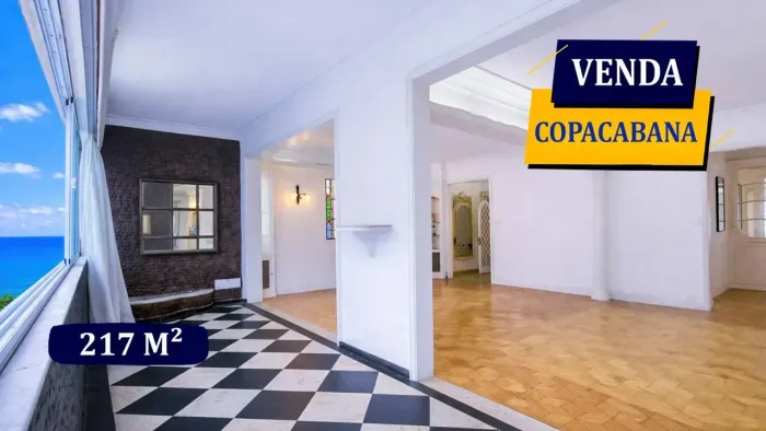 COPACABANA SANTA CLARA A 1 QUADRA DA PRAIA ARISTOCRÁTICOS 217M² VISTA MAR 1 P/ANDAR 4 QUAR