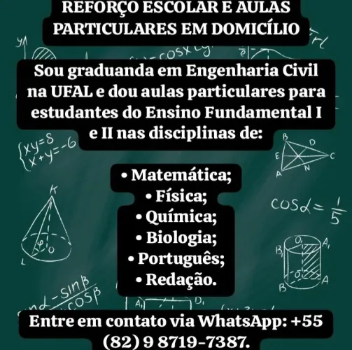 Reforço escolar e aulas particulares em domicílio