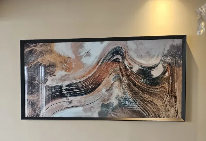 Quadro decorativo abstrato / vidro e moldura preta