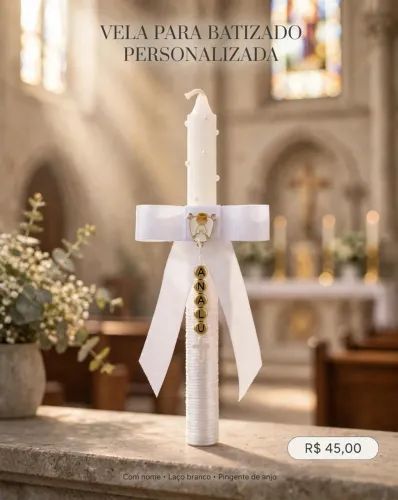 Vela para batizado personalizada