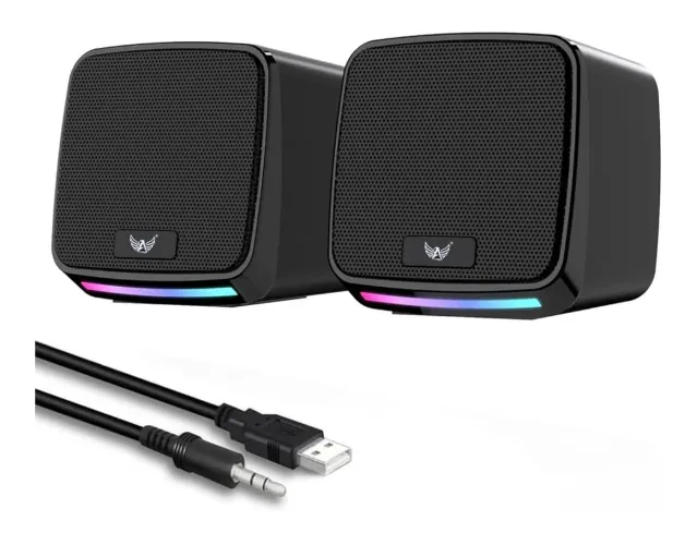 Alto-falantes RGB para PC, alimentação USB, conector de áudio de 3,5 mm Altomex