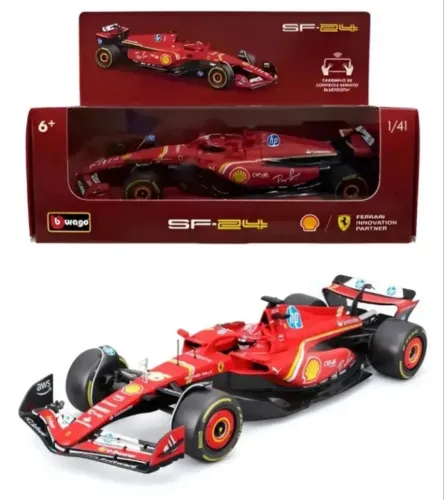 Ferrari SF24 F1 Shell Racing Legends Burago 1/41 controle Bluetooth Vermelho