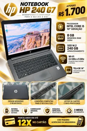 Notebook HP i5 10° gen 8GB RAM + SSD 240GB