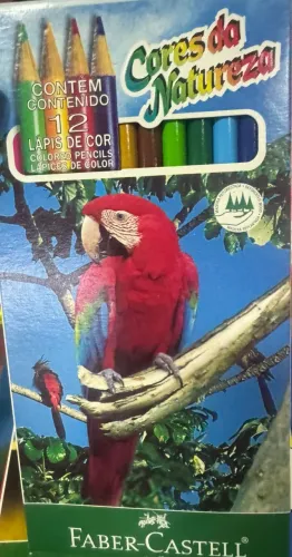 Caixa antiga de lápis 12 Cores da Natureza Faber Castell Arara