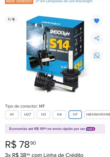 Led Shocklight S14 H7 novo