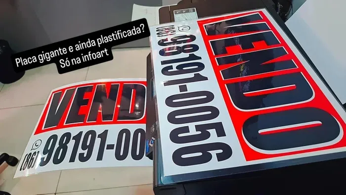 Placas A3 tamanho maior, plastificada