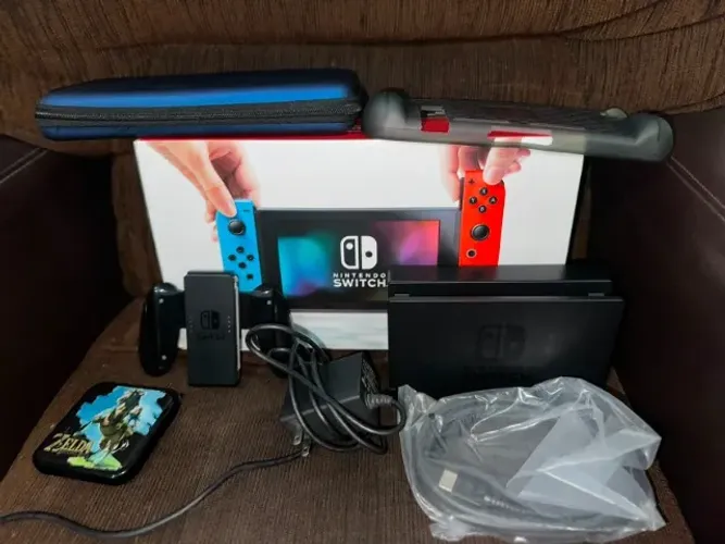 Nintendo Switch V1 Completo Na Caixa + Bolsa + Dock + Case