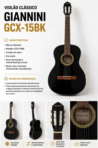 Violão Clássico Giannini GCX-15BK