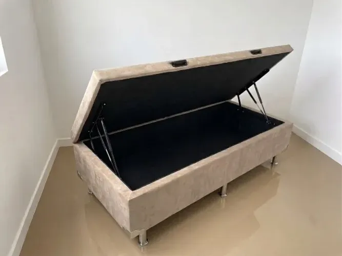 Baú Solteiro Bege II suede