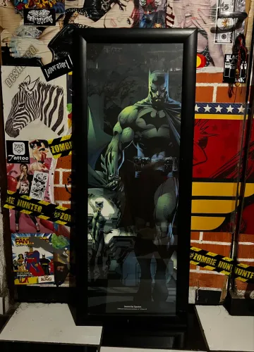 Quadro Batman e Mulher Gato com vidro 39x99cm