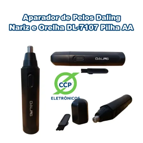 Aparador de Pelos Daling Sem Fio Nariz e Orelha DL-7107 Pilha AA