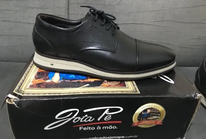 Sapato Masculino Jota Pe Air Morgan 86200 Casual em Couro Soft - preto - número 41