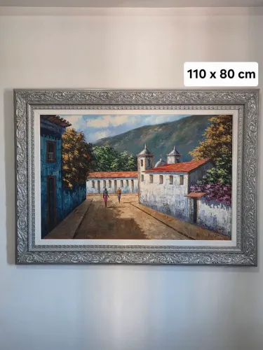Quadro Decorativo (6 peças)Berg Óleo Sobre Tela com Moldura - Temática Colonial Brasileira