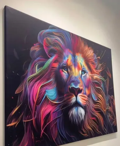 Lindo quadro decorativo Leão 95x70, tela acetinada