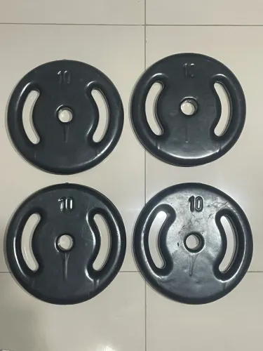 Barras + Anilhas Emborrachadas 70kg - Pouquíssimo Uso - Impecáveis