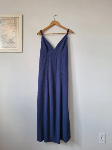 vestido de visco linho azul GG