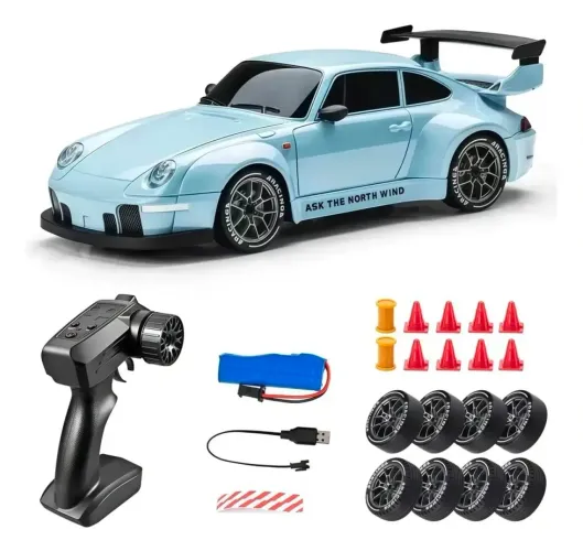 Carrinho Controle Remoto Drift Azul Claro Bateria Recarregavel 4x4