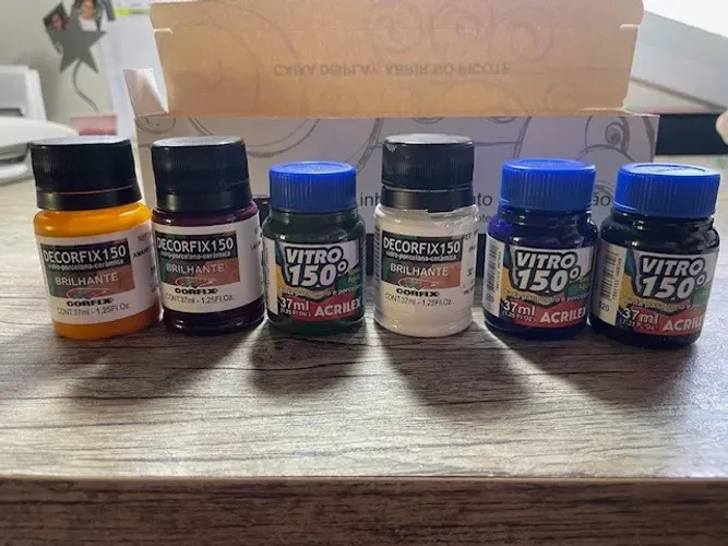 Tinta para vidro, porcelana e cerâmica DECORFIX, caixa com 6