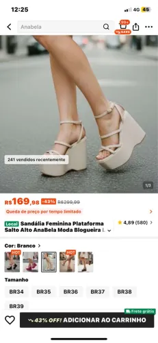 Sandália Plataforma Feminina salto alto 