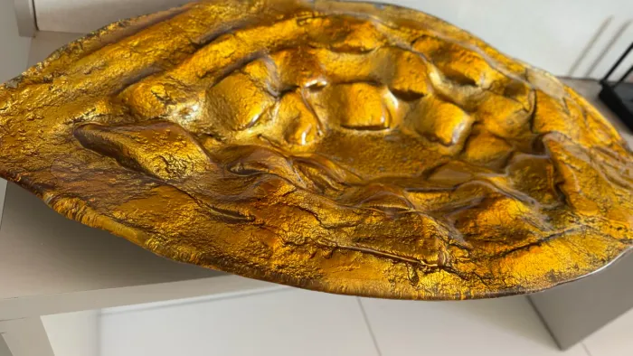 Centro de Mesa Decorativo Gigante em Vidro Dourado