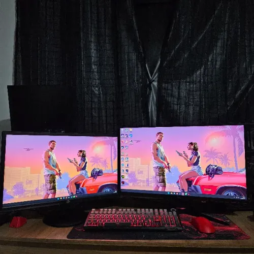 Kit 2 Monitores Gamer: 27" 144Hz (C/ Detalhe) + 24" 75Hz